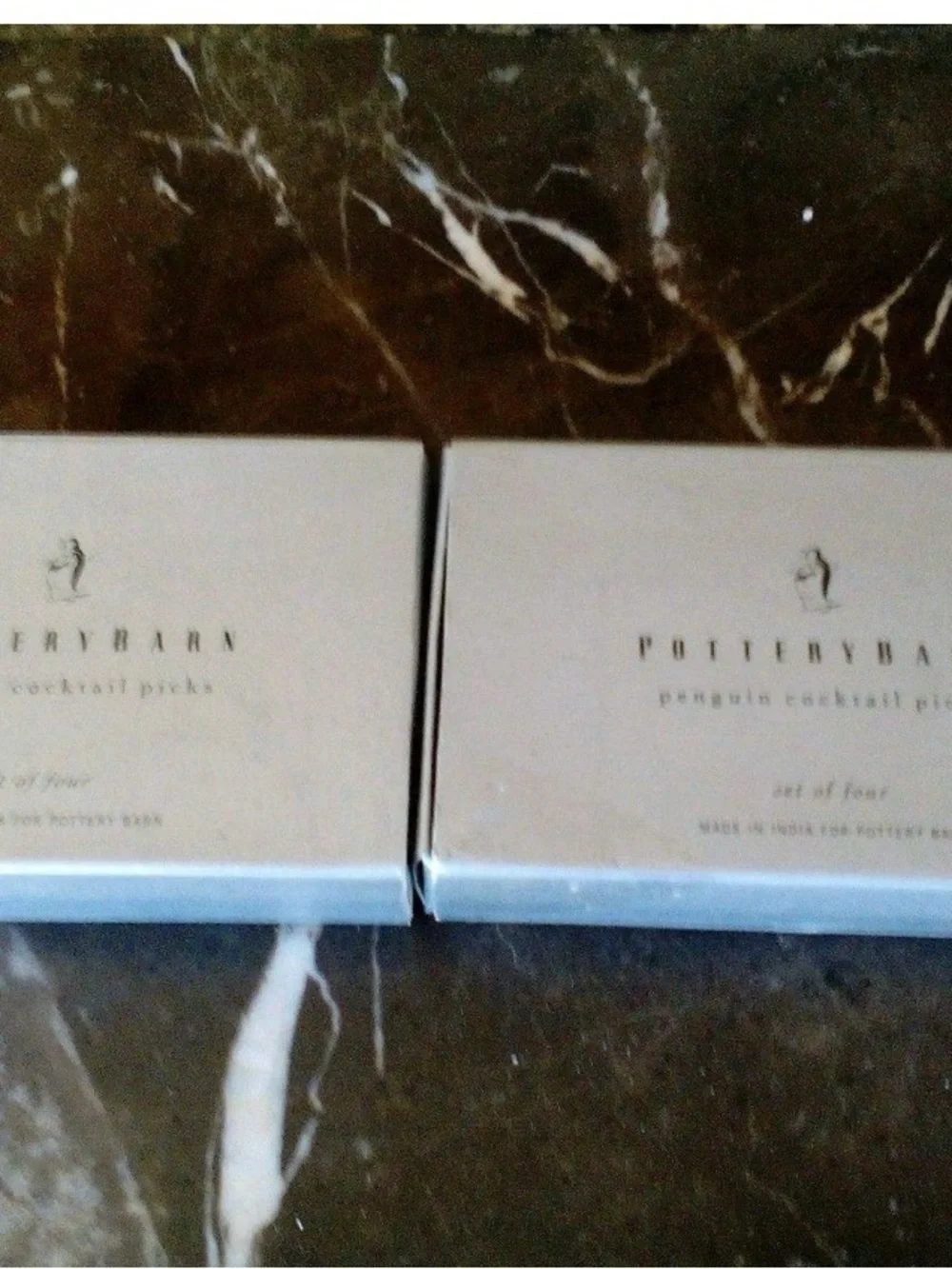 Pottery Barn VINTAGE SILVER PENGUIN MARTINI SET